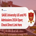 SAGE University UG and PG Admissions 2024 Open; Check Direct Link Here